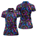 Vibrant Neon Liquid Marble Abstract Golf Shirt, Women’s Golf Tops, Women’s Golf Apparel
