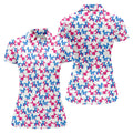 Funny Balloon Dog Pattern Golf Polo Shirt, Women's Golf Tops, Printed Golf Shirt