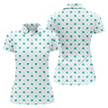 Grid Pattern Shamrock Golf Shirt, St Patrick's Day Women's Golf Tops, Ladies Golf Polos, Golf Shirt For Women