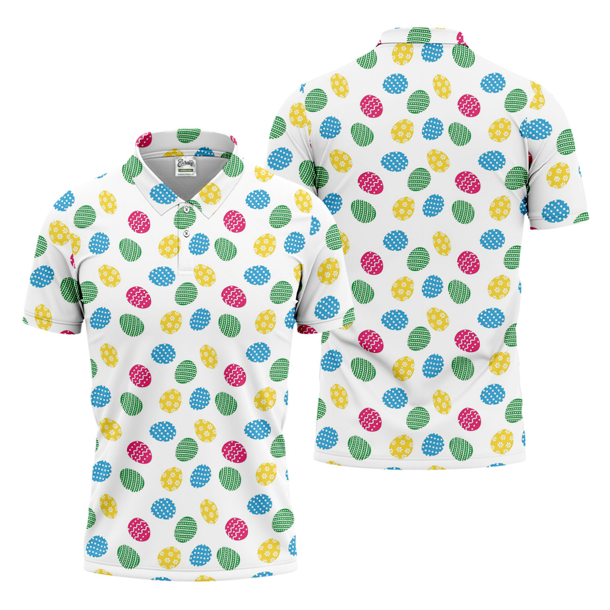 Colorful Easter Eggs White Golf Shirt, Cute Golf Outfit, Polo Shirts For Men, Golf Shirts For Men