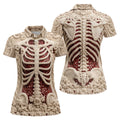 Knitted Skeleton Sequin Halloween Polo Shirt, Golf Shirts For Women, Womens Golf Tops