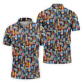 Beer Bottle Labels Navy Golf Shirt, Men's Funny Golf Shirts, Golf Tops For Men, Golf Shirts For Men