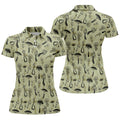Mushroom Pattern Hand-drawn Art Hawaiian Golf Shirt, Women's Golf Tops, Ladies Golf Shirts