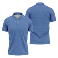Blue Text Pattern Golf Polo Shirt, Golf Polo Shirts For Men, Mens Golf Apparel