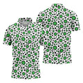 Lucky Four Leaf Clover Leopard Pattern St Patrick's Day Golf Shirt, Polo Shirts For Men, Golf Shirts For Men