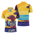 Funny Dachshund Beach Men's Polo Shirt, Hawaiian Golf Polo, Cool Golf Gifts, Unique Gift For Golfer