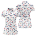 Flamingo Funny Golf Pattern Polo Shirt, Women's Golf Polo, Performance Golf Shirt