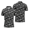 Dark Grim Reaper Skull Pattern Golf Polo Shirt, Mens Golf Polo, Golf Apparel For Men