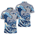 Japanese Wave Cat Hawaiian Golf Shirt, Golf Shirts For Men, Mens Golf Apparel