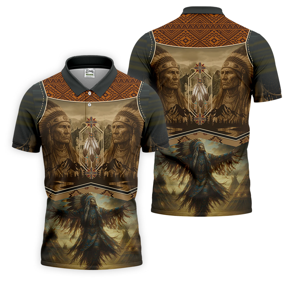 Spirit of the Ancestors Golf Tops For Men, Native American Ancestry Polo Shirts For Men, Indigenous Peoples Month