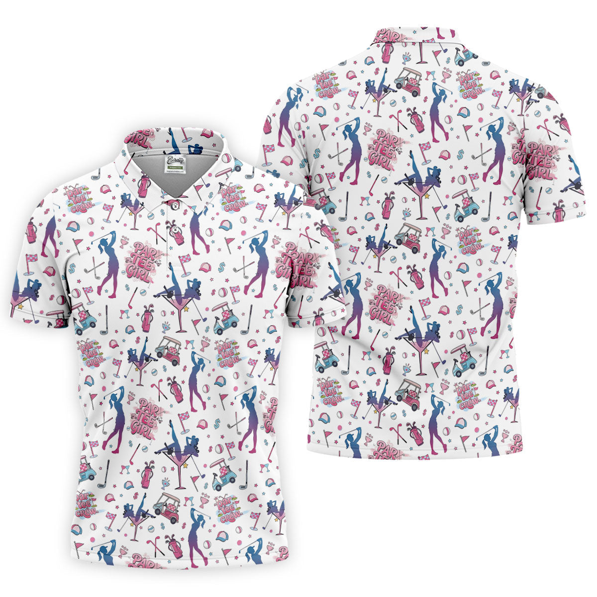 Funny Par Tee Girl Golfer Pattern Golf Polo Shirt, Polo Shirts For Men, Mens Golf Apparel