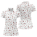 Golf Player Pattern Polo Shirt, Women's Golf Tops, Ladies Golf Shirt
