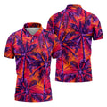 Purple Palm Tree Tropical Island Golf Shirt, Mens Golf Polo, Printed Golf Shirts