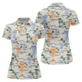 Beach Disc Golf Basket Pattern Polo Shirt, Golf Shirts For Women, Women’s Golf Polo