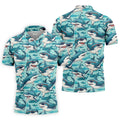 Animated Shark Hawaiian Golf Shirt, Men's Funny Golf Shirts, Golf Shirts For Men