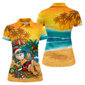 Beach Chair Santa Christmas Golf Shirt, Women's Golf Tops, Hawaiian Golf Shirt, Golf Shirts For Women