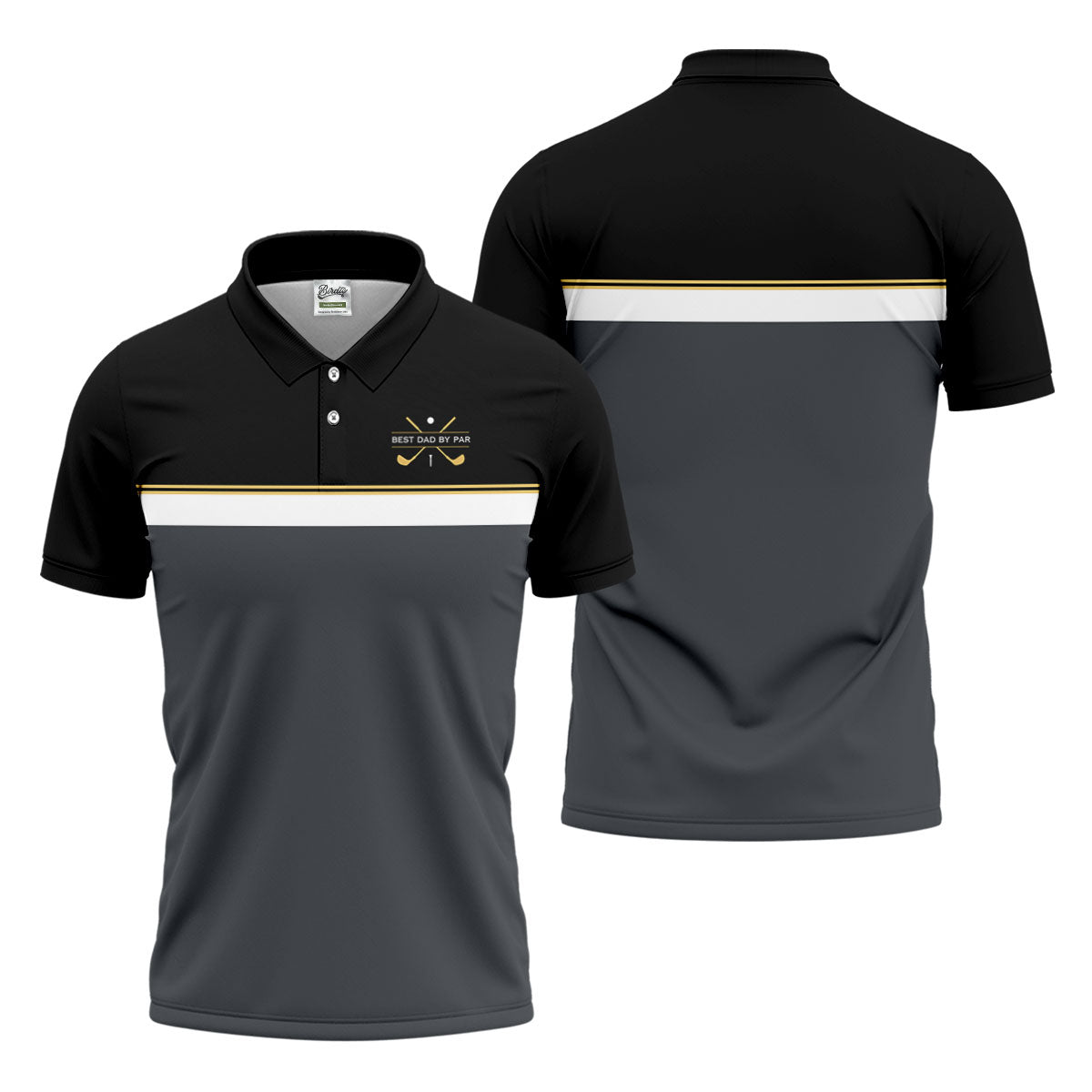 Best Dad By Par Black And Grey Dad Golf Shirt, Father's Day Golf Gift, Polo Shirts For Men