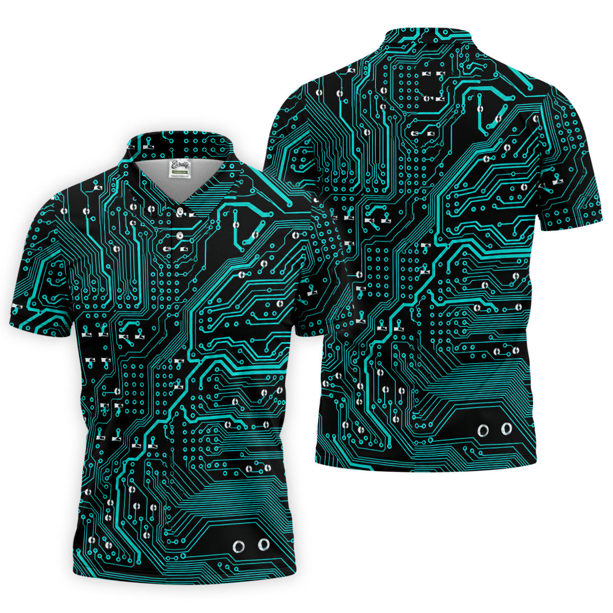 Circuit Board Pattern Hawaiian Golf Shirt, Men's Golf Shirt, Polo Shirts For Men