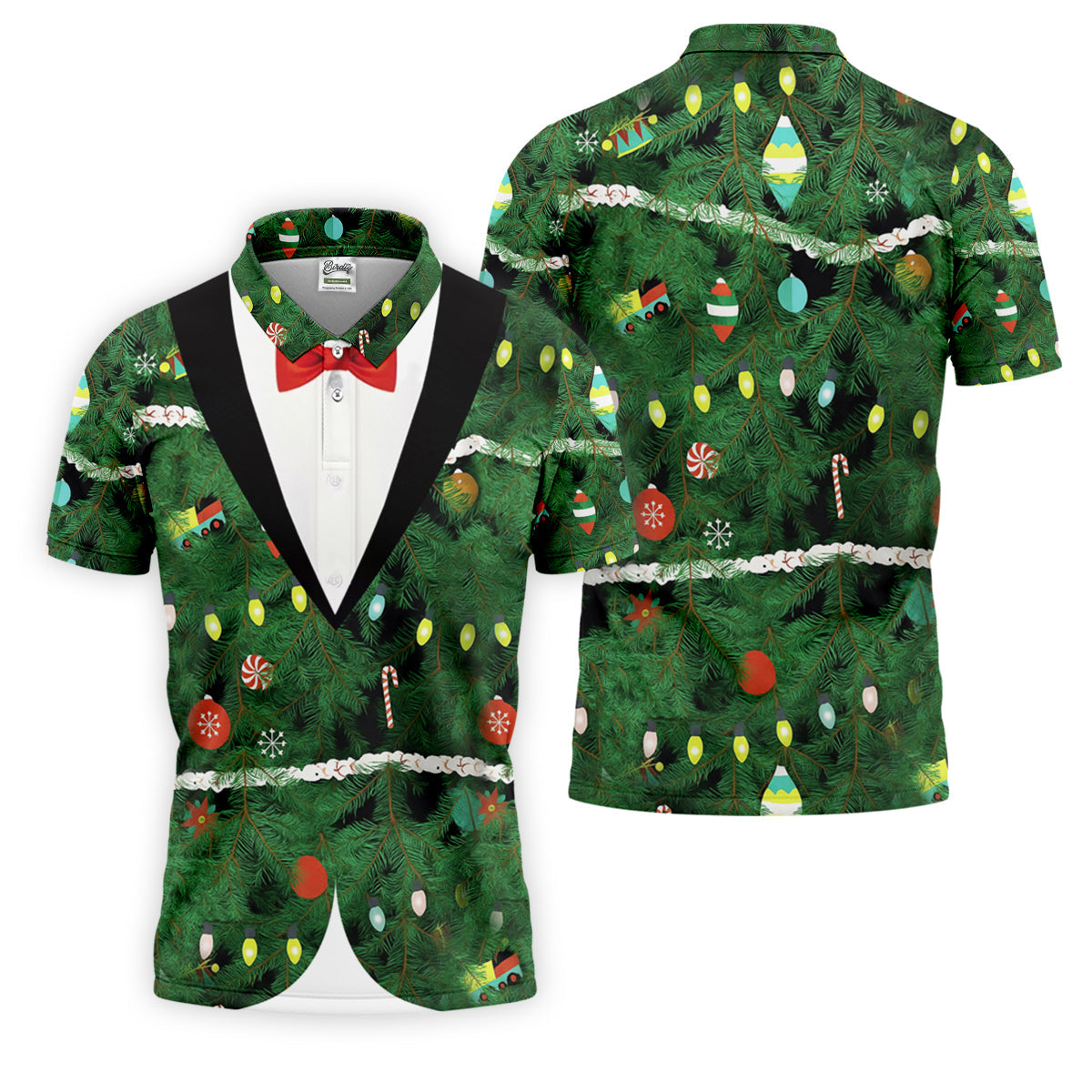 Christmas Tree Needles Green Festive Men's Golf Polo Shirts, Christmas Golf Shirt, Golf Gift For Men