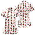 Colorful Dancing Character Pattern Polo Shirt, Printed Golf Shirt, Women’s Golf Apparel