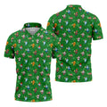 Christmas Characters Golf And Beer Green Men's Funny Golf Shirts, Christmas Golf Shirt, Polo Shirts For Men