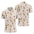 Halloween Seamless Pattern Cute Golf Shirt, Retro Halloween Polo Shirts For Men, Golfing Apparel