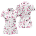Pink Golf Cart Ribbon Breast Cancer Polo Shirt, Womens Golf Polo, Golf Tops For Women