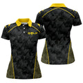 Abstract Triangle Black Yellow Ladies Golf Tops, Golf Shirt For Women, Golfing Apparel