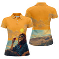 Lion Gentleman Sunset Reserve Hawaiian Golf Shirt, Women's Golf Tops, Ladies Golf Shirts