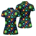The Star And The Shamrock Rainbow Glitter St Patrick's Golf Shirt, Women's Golf Tops, Ladies Golf Polos