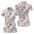 Summer Chihuahua Paradise Pattern Hawaiian Golf Polo, Golf Tops For Women, Golfing Apparel