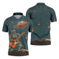 Robot UFO Sleeveless Golf Shirt, Cute Golf Outfit, Mens Polo Shirts, Golf Shirts For Men