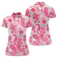 Pink Paisley Floral Pattern Golf Shirt, Golf Tops For Women, Hawaiian Golf Shirt, Women’s Golf Apparel