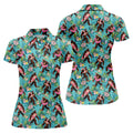 Aqua Blue Bigfoot Beach Party Hawaiian Golf Shirt, Women's Golf Tops, Ladies Golf Shirts