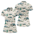 Personalized Truck Golf Shirt, Custom Vehicle Tropical Pattern, Golf Shirt For Women