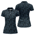 Gothic Sugar Skull Pattern Golf Polo Shirt, Golf Shirts For Women, Women’s Golf Polo