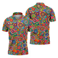 Colorful Abstract Circle Pattern Polo Shirt, Printed Golf Shirts, Hawaiian Golf Shirt, Mens Polo Shirts