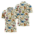Vintage Airplane Hawaiian Golf Shirt, Tropical Aircraft Pattern, Polo Shirts For Men