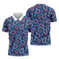 Blue Red Paisley Pattern Golf Polo Shirt, Golf Shirts For Men, Hawaiian Golf Shirt