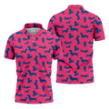 Funny Dachshund Pink And Navy Cute Golf Shirt, Men's Funny Golf Shirts, Golf Shirts For Men