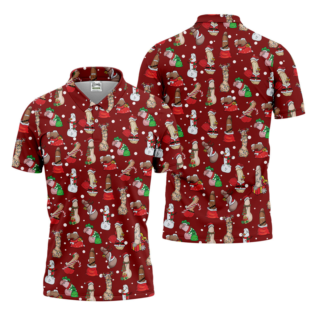Naughty Santa Hat Christmas Polo Shirts, Unique Gift For Golfer, Polo Shirts For Men, Golf Gift For Men