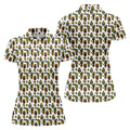 Cute Potted Cactus Pattern Golf Polo Shirt, Ladies Golf Tops, Women's Golf Polo