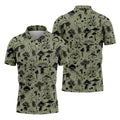 Vintage Mushroom Sketch Pattern Hawaiian Golf Shirt, Printed Golf Shirts, Golf Apparel For Men