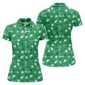 Golf Items Seamless Pattern St. Patrick’s Day Shamrock Golf Shirt, Women's Golf Tops, Ladies Golf Polos