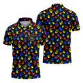 Accept Teach Understand Love Autism Awareness Colorful Handprint Black Golf Shirt, Golf Shirts For Men