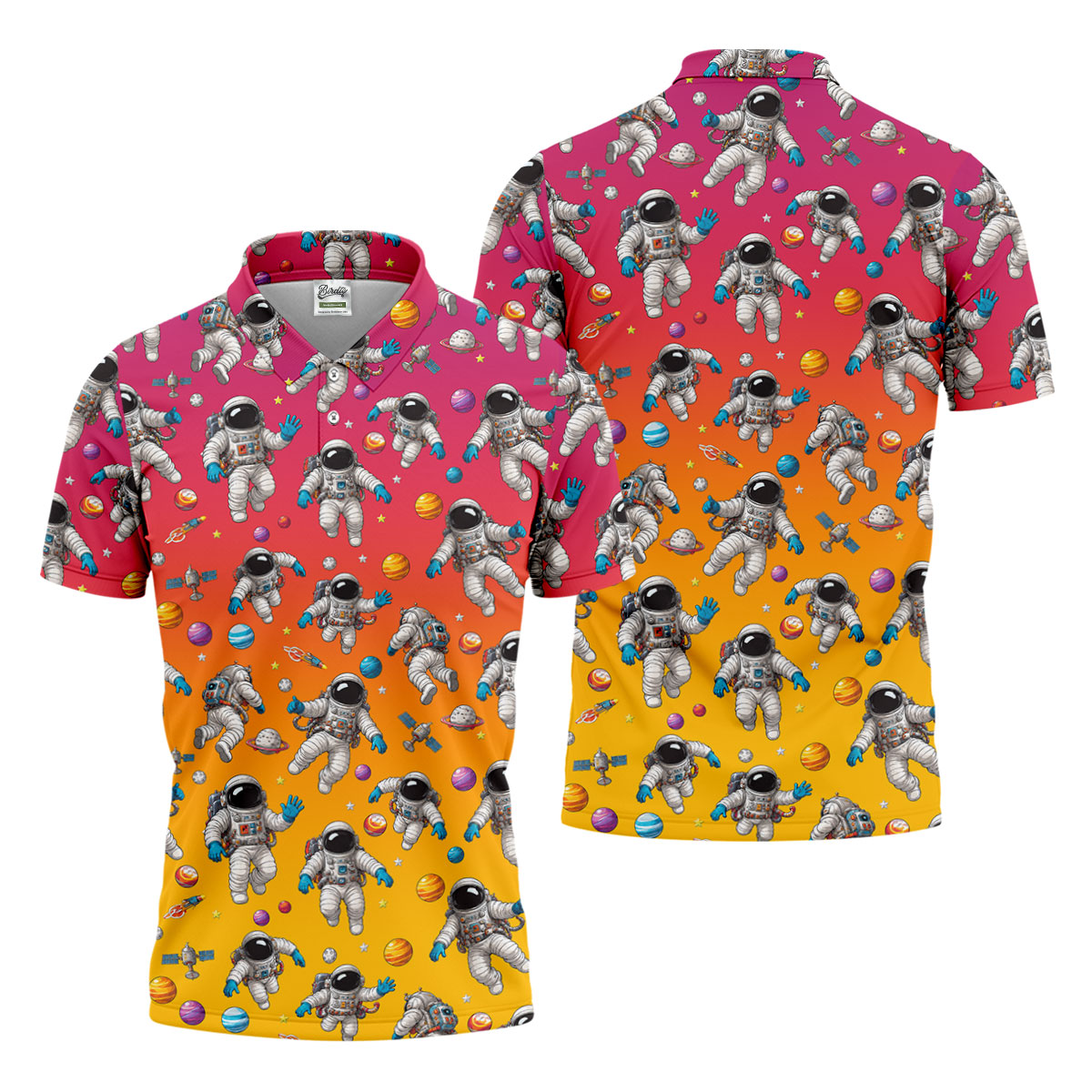 Space Astronaut Hawaiian Golf Shirt, Men's Golf Shirt, Polo Shirts For Men