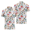 Summer Chihuahua Paradise Pattern Hawaiian Golf Polo, Golf Tops For Men, Golfing Apparel
