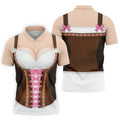 Funny Oktoberfest Dirndl Costume Polo Shirt, Mens Golf Apparel, Mens Golf Polo