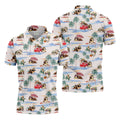 Beach Vacation Shih Tzu Print Hawaiian Golf Polo, Golf Tops For Men, Golfing Apparel