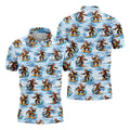 Funny Surfing Santa Bigfoot Christmas Polo Shirt, Mens Golf Polo, Hawaiian Golf Shirt